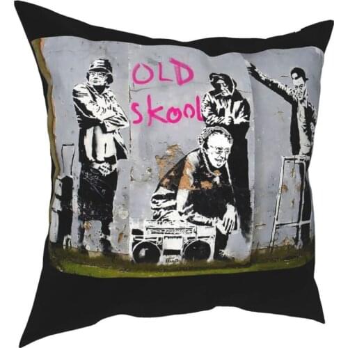 Banksy Old Skool Throw Pillow Cover Throw Pillow Street Art Graffiti Funny Pillowcase