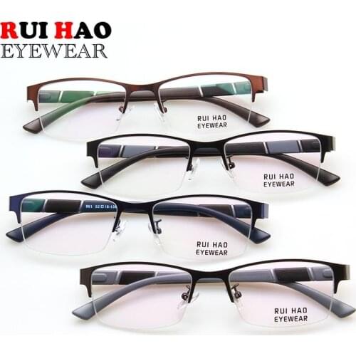 Half Rimless Optical Glasses Frame Rui Hao Eyewear Brand Alloy and TR90 Temple Fashion Prescription Eyeglasses 961