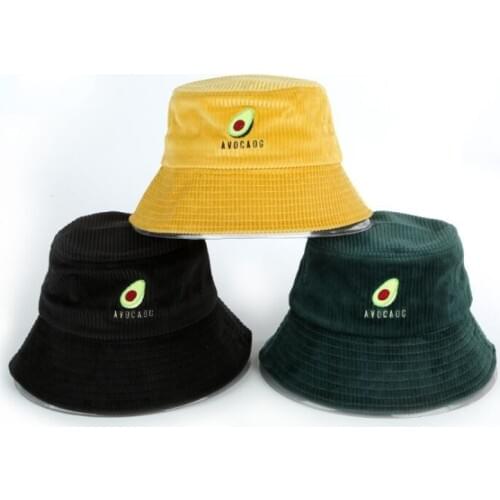 OUNIAN005 Autumn men cotton Fisherman hat Outdoor Unisex women casual corduroy bucket hat avocado embroidery panama cap gorros