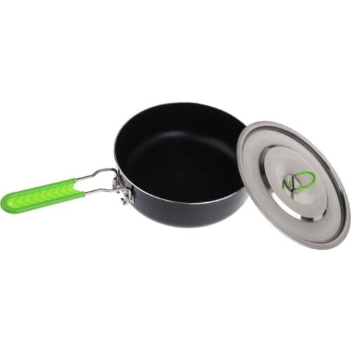 Portable Outdoor Camping Non-stick Cooking Pot Soup/Rice/Hot Pot with Silicone Covered Folding Handle & Carry Bag