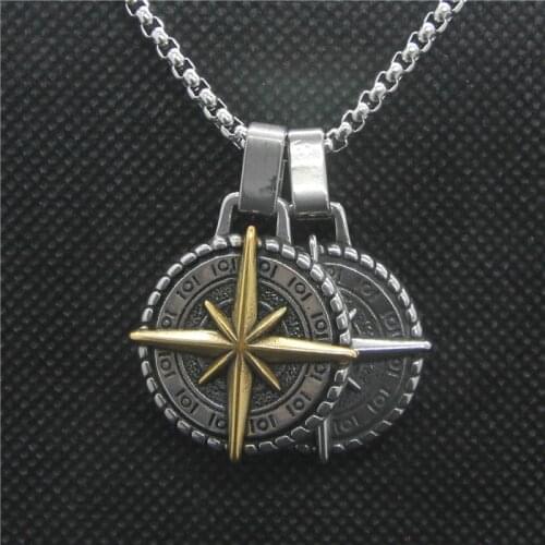 Drop Ship Popular Compass Pendant Golden Fashion Women Man Fashion Pendant 316L Stainless Steel Polishing Anchor Navy Pendant