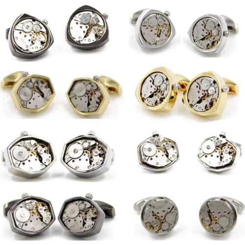 Promotion Fashion !! Non-Functional Watch Movement Cufflinks Business cuff for mens men jewelry On Sale