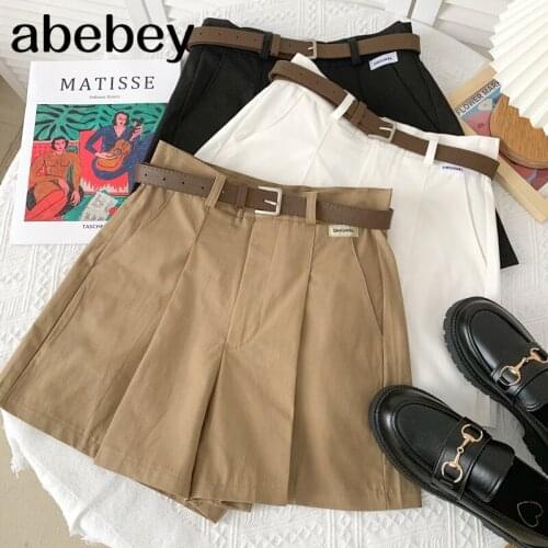 2021 New Summer Fashion versatile solid Shorts high waist work style A-line wide leg Shorts loose casual Shorts