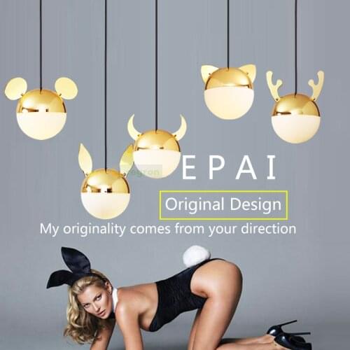 Nordic Modern cartoon iron chandelier loft hanging Glass Pendant Lamp Fixtures E14 LED light for Kitchen Restaurant bedroom