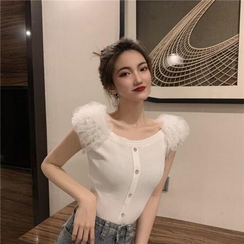 Women Fashion Off-the-shoulder Tops Summer Short Sleeve Slim Stretch Lace Design Solid Print Casual T-shirt