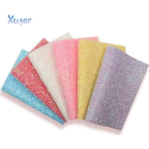 Xugar New 22*30cm Silk Sequin Glitter Faux Synthetic Leather Sheets Patchwork For Bow Bags Phone Cover DIY Projects