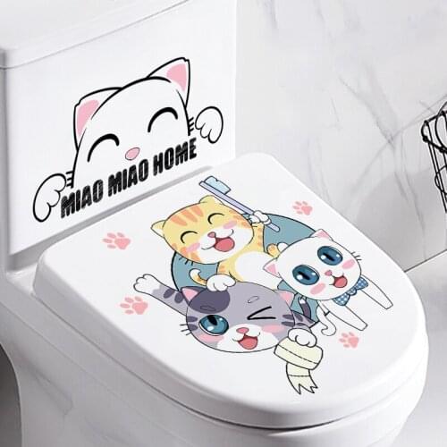 Funny Cartoon Animals Toilet Sticker Creative Bathroom Decor Accessories Waterproof Wall Sticker Cute Decal Home Decor