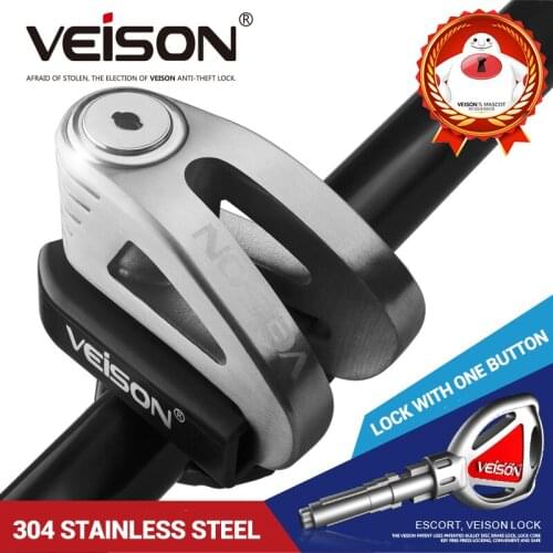 VEISON Motorcycle Lock Bike Bicycle Quad Lock Scooter 304 Stainless Steel Disc Brake Lock Anti-Shearing Motorcycle Anti-theft
