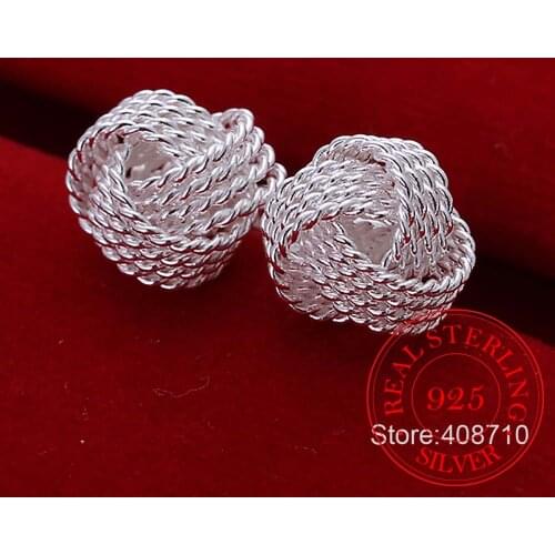 New Fashion Jewelry 925 Sterling Silver Tennis Net Web Stud Earings For Women Girls 2020 Summer Style Ball Earring Ear Studs