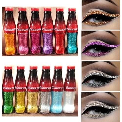 CmaaDu Liquid Glitter Eyeliner 12 Color Shiny Eye Liner Pen Makeup Cosmetics Long Lasting Women Silver Gold Metallic Eyeliners