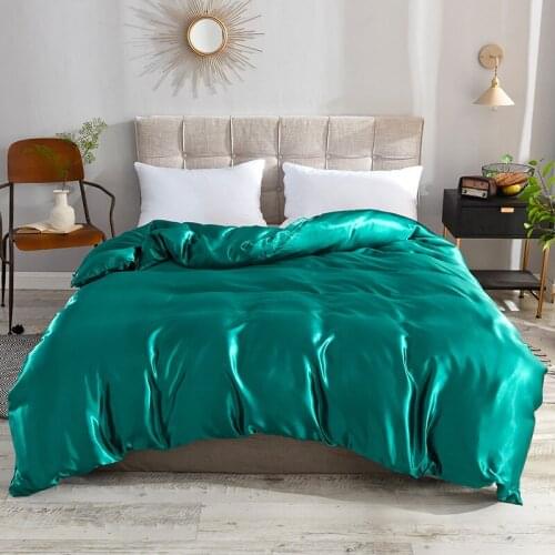 1 Pc Silk Quilt Cover Soild Color Luxury Duvet Cover Single/double/queen/king Size Bed Cover High Quality