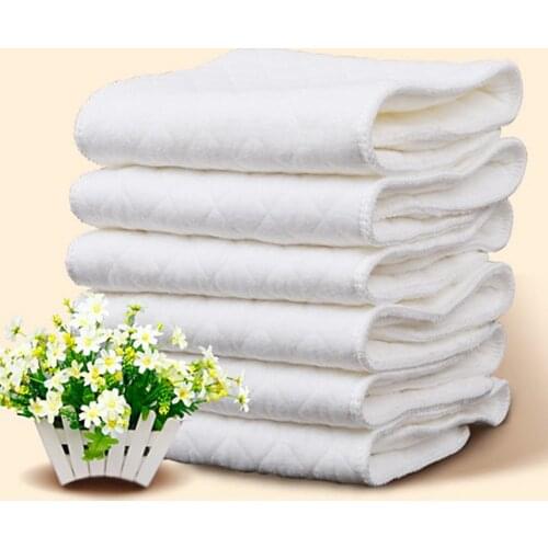10pcs 100% Cotton Baby Diapers Washable Reusable Cloth Diaper Inserts 1 piece 3 Layer Insert Babies Care Eco-friendly Diaper