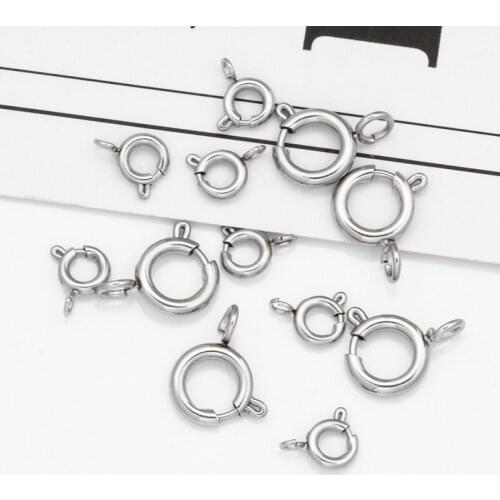 WIWI 10Pcs Stainless Steel Round Claw Spring Clasps Hooks Connectors for DIY Jewelry Making Bracelet Necklace Supplies 5mm 8mm
