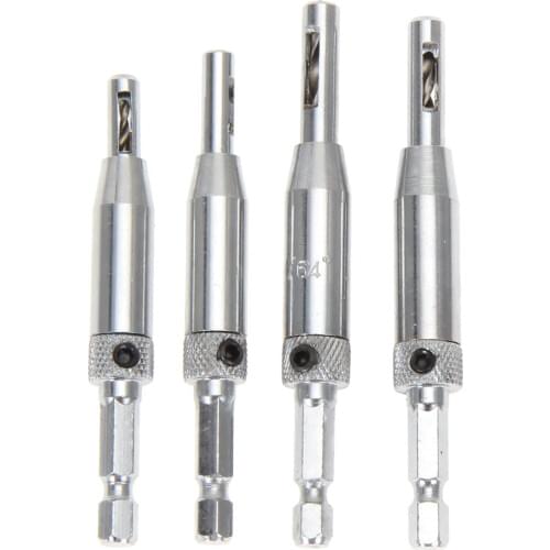 4 pcs HSS Self Centering Hinge Drill Bits Set Door Cabinet Drill Bits for Metalworking