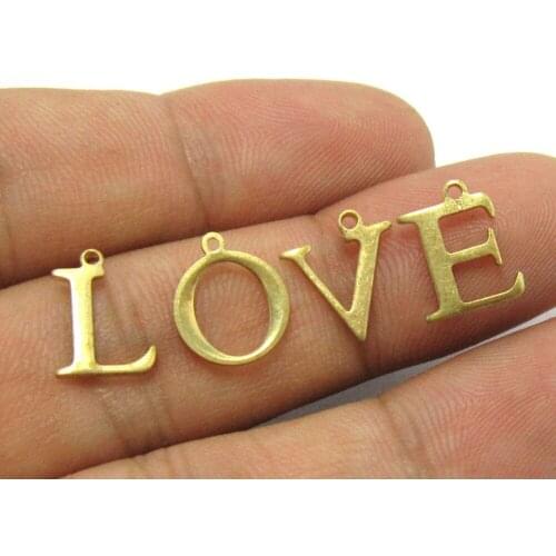 Brass charms LOVE Letter charms Raw brass necklace bracelet charm findings R844