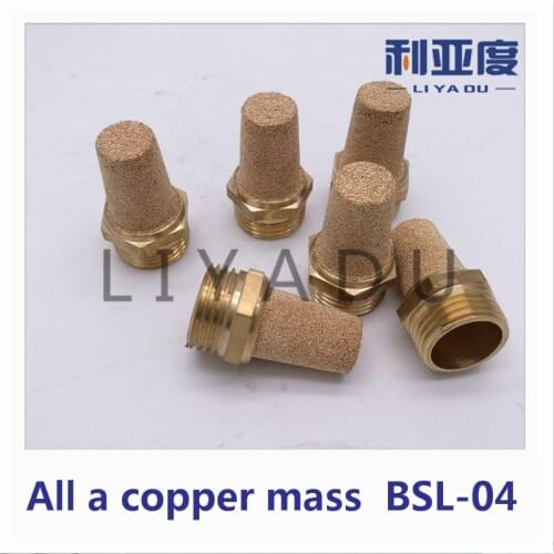 50PCS/LOT All copper pointed silencer BSL-04 pneumatic muffler SL-04 solenoid valve silencer thread comection 01:1/2"