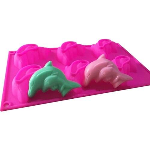6 Cavity Dolphin Silicone Soap Mold Handmade Clay Candle Mold Kitchen Baking Gumpaste Chocolate Cake Mould Molds for Soap making
