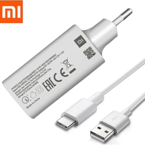 Quick Xiaomi Charger MDY-10-EF Mi 9SE Fast Charging EU QC3.0 Adapter Type C Cable For MI 11 10 9 SE CC9 A3 A2 Redmi 6 7 8 9 A