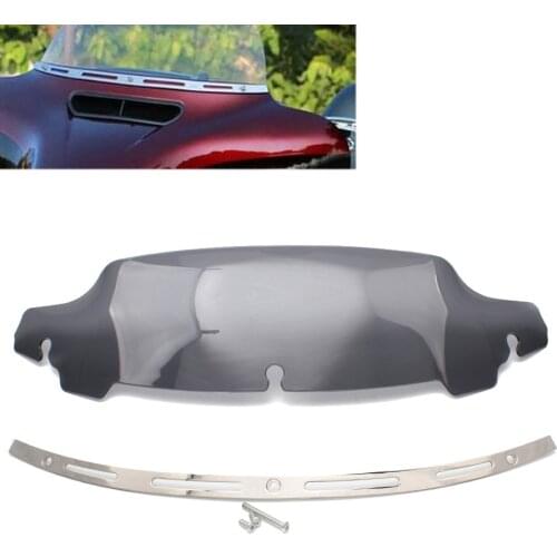 Motorcycle Light Smoke 4.5" Windscreen + Windshield Trim Case for Harley Touring Electra Street Tri Glide 2014-2017