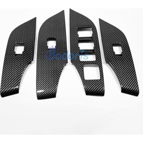 For Toyota RAV4 XA50 2019 Carbon Fiber Color Interior Window Glass Button Switch Overlay Trim Panel Car Styling Accessories