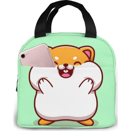 Insulated Lunch Bag Thermal Cute Hamster Holding Cheek Tote Bags Cooler Picnic Food Lunch Box Bag