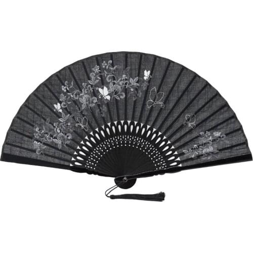 Chinese Style Cotton Japanese Paint Antique ya ma shan Bamboo Fan Dance Cheongsam Womens round Silk Fan Fan Print Fabric