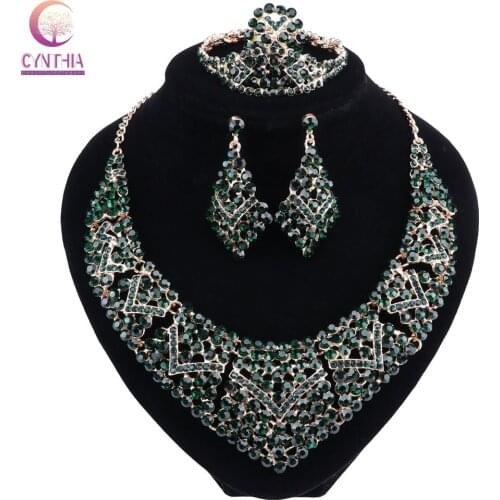 Necklace Earring Bracelet Ring Sets Vintage Bridal Jewelry Sets Rhinestone Party Wedding Prom Costume Accessories Decoration