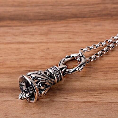 Factory Wholesale S925 Sterling Silver Jewelry Personalized Couple Rattle Pendant Retro Thai Silver Craft Hollow Pendant