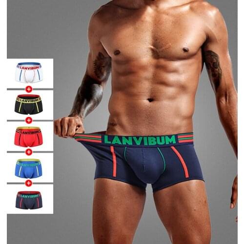 Lanvibum Briefs Swimwear Men Jock Strap Stretcher Cotton Low Waist U Convex Contrast Big Pocket Mens Boxer Pants Size