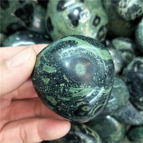 Madagascar Peacock Eye stone Green stone Kambaba Jasper Fossil Crystal Ball Sphere Healing palm stone mineral