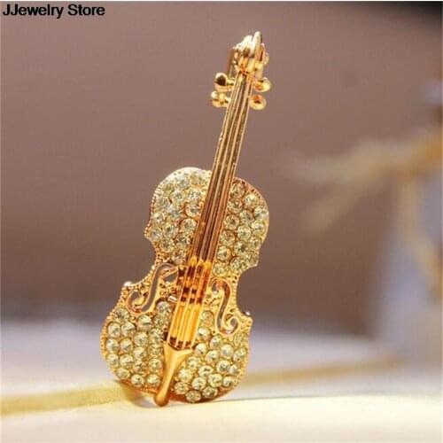 Fashion Brooch Women Pins Punk Personality Brooches Crystal Rhinestone Violin Brooches Pin Jewelry Accessories