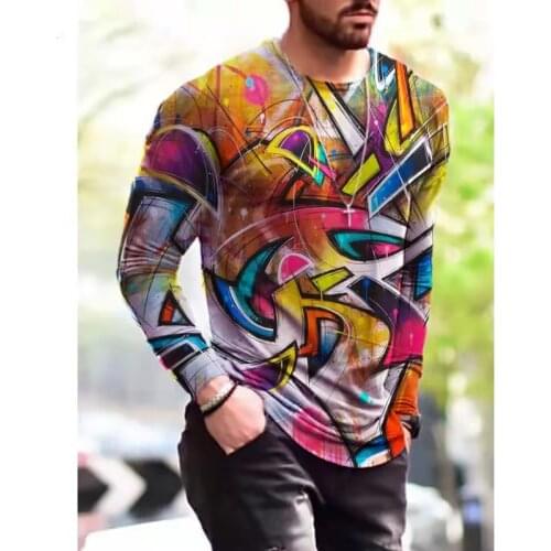 Fashion Oversize Long Sleeve T-shirt Mens Clothing Vintage 3D Printed Tops Spring Autumn Casual Pullovers Men Tees Shirt S-3XL