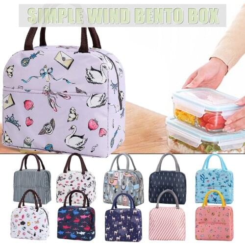 Fashion Simpl etriped Dot Portable Lunch box Bag Thermal Insulated Cold keep Food Safe Stripe warm Lunch bags For Girls Women