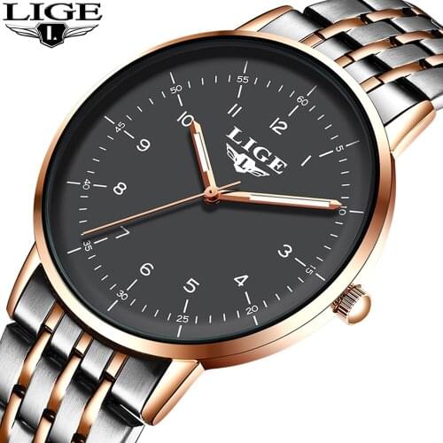 Men Watch LIGE Waterproof Quartz Business Mens Watches Top Brand Luxury Clock Casual Military Sport Watch Relogio Masculino+Gift