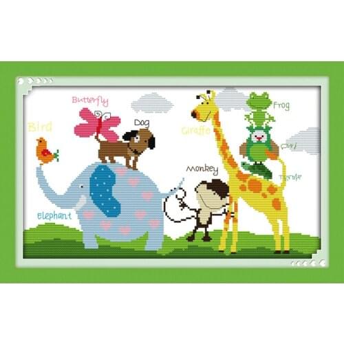 Joy Sunday Needlework Embroidery Painting Cross stitch kits 14ct 11ct Animal paradise two Cross-stitch Sets For Embroidery