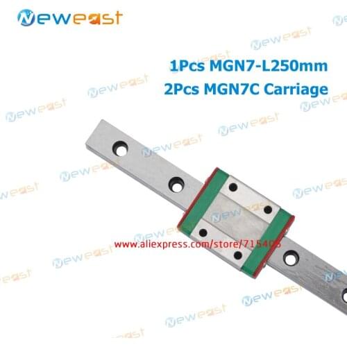 DZPR # 7mm rail guides MGN7 - L 250mm miniature linear CNC rail with MGN7C linear carriage(1pcs 250mm rail guides+2pcs MGN7C)
