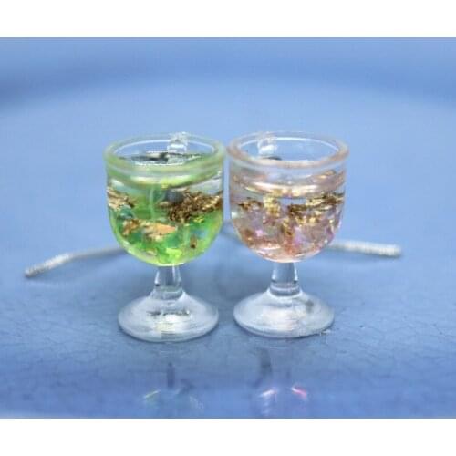 2021 New Diamond Powder Cup Resin Earrings Womens Fashion Creative Red Wine Glass Jewelry Hand-made DIY Birthday Gifts