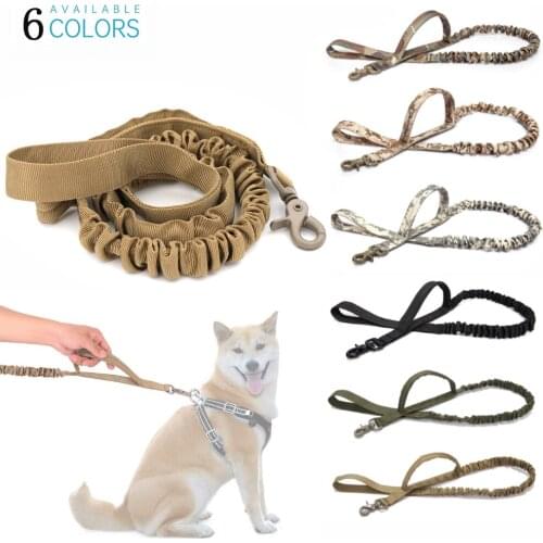 Tactical Elastic Dog Leash 2 Handle Quick Release Cat And Dog Pet Elastic Military Dog Training Leash Mascotas Arnes Perro