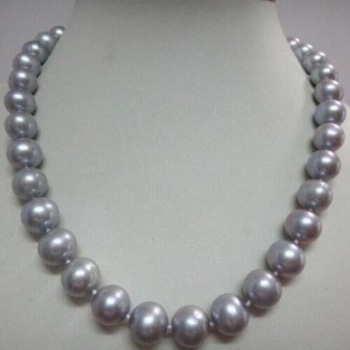 GORGEOUS 10-11 MM NATURAL TAHITIAN GRAY PEARL NECKLACE 18'' 925silver W
