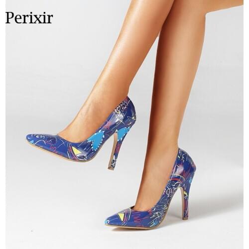 Perixir Popular single shoes pointed shallow mouth bold fancy high heels womens shoes new fashion versatile sexy 2020