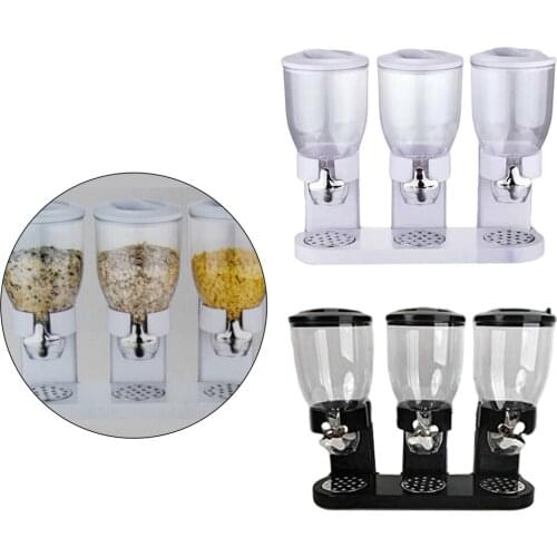 Plastic 3 Canister Rice Storage Cereal Dispenser Kitchen Storage Supplies