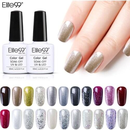 Elite99 10ml Pearl Glitter Gel Nail Polish Semi-Permanent Varnish Soak Off UV Led Gel Lacquer Nail Base Top Coat for Nails Art