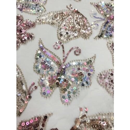 The latest European and American style fashion sequin embroidery, butterfly sequin embroidery, French mesh tulle lace, Nigerian