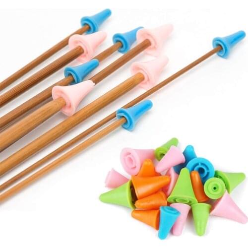 Nonvor 20 PCS Mixed Color Knitting Needles Point Protectors/Stoppers with Plastic Box, Knit Needle Tip Covers for Knitting Craft