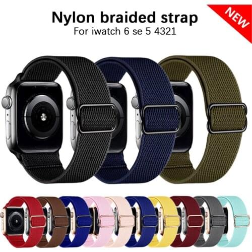 JKER Nylon Strap for Apple watch band 44mm 40mm 38mm 42mm Adjustable Elastic Nylon solo Loop bracelet iWatch series 3 4 5 6 se