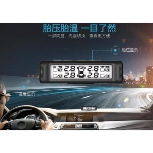 Solar power supply TPMS car tire pressure monitoring system with 4 external sensors PSI/BAR measurement High quality