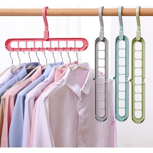 1PC 9 Holes Folding Clothes Hangers For Clothes Drying Rack Multi-function Clothes Pants Rack Closet Organizer Space Saving