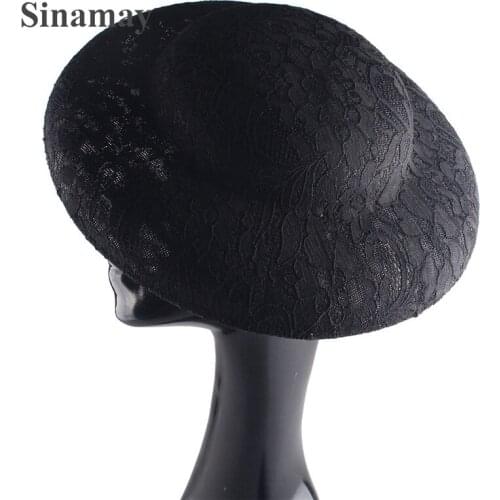 Imitation Sinamay Fascinators Base with Lace 30CM Ivory Big Size Millinery Cocktail Party Hat DIY Hair Accessories New Arrival