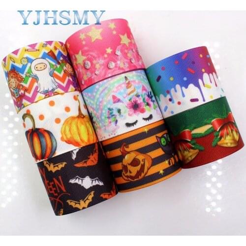 YJHSMY G-18914-1115,38 mm 5 yards Halloween Ribbons Thermal transfer Printed grosgrain,DIY Holiday decoration materials