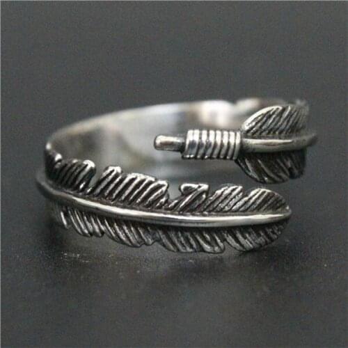 1pc Mens Boys 316L Stainless Steel Feather Leaf Ring Hot Selling